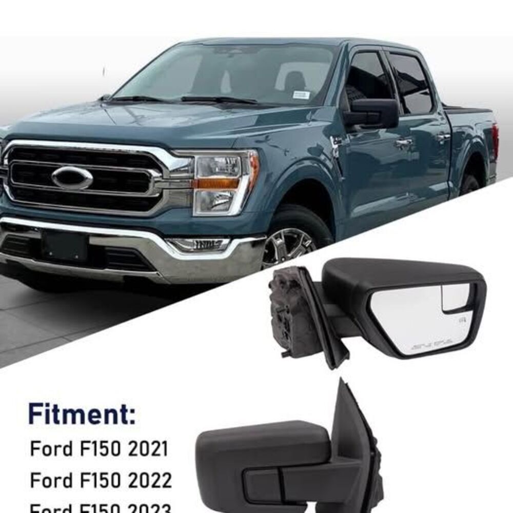 Driver Left Side Door Mirror Glass for Ford F-150 from 2021 to 2023 black